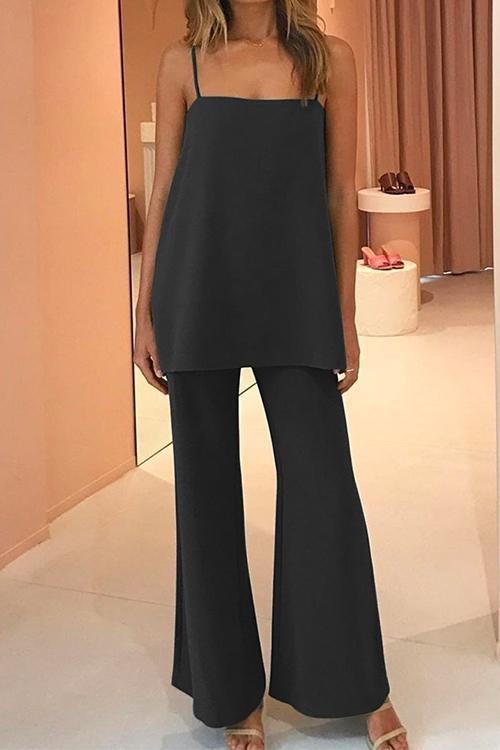 Solid Cami Top and Wide Leg Set
