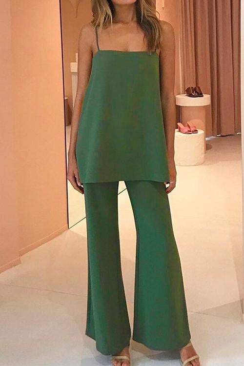 Solid Cami Top and Wide Leg Set