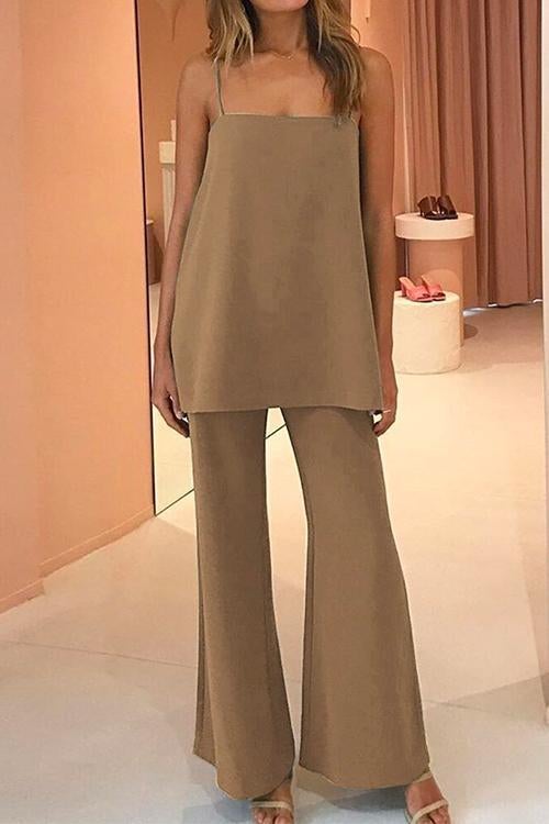 Solid Cami Top and Wide Leg Set